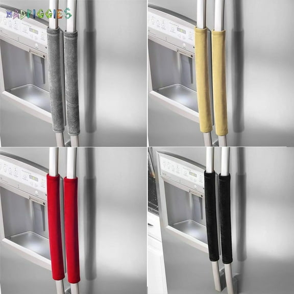 BadPiggies A Pair Refrigerator Door Handle Covers, Fridge Microwave Dishwasher Protector Kitchen Appliance Smudge Dust Covers, Gray