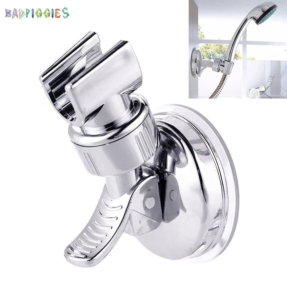 BadPiggies Adjustable Showerhead Bracket Suction Shower Head Handset Holder Bathroom Wall Mount with Suction Cup