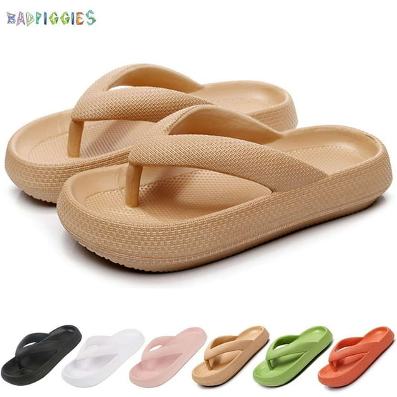 BadPiggies Anti-Slip Flip Flops Thong Sandals Pillow Slippers for Women Men House Slides Clouds Shower Shoes