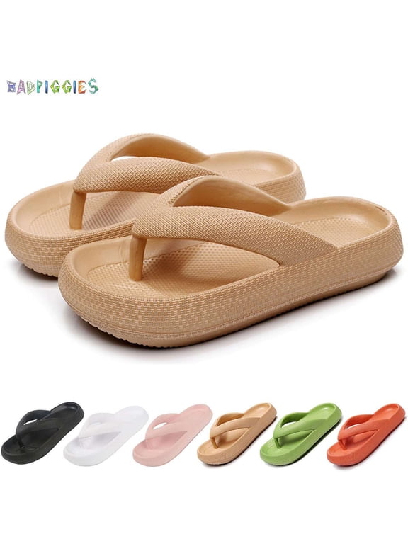 BadPiggies Anti-Slip Flip Flops Thong Sandals Pillow Slippers for Women Men House Slides Clouds Shower Shoes