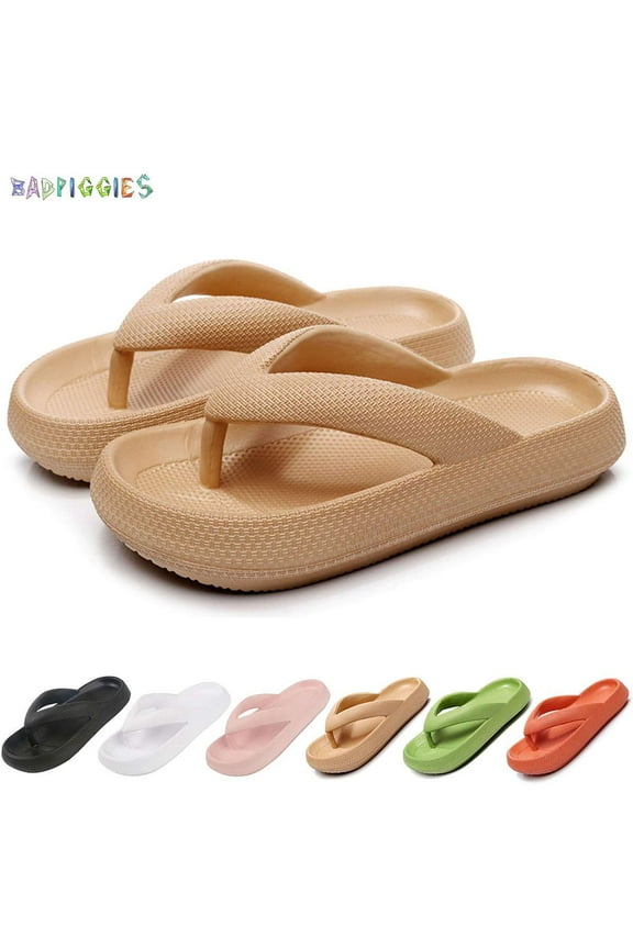BadPiggies Anti-Slip Flip Flops Thong Sandals Pillow Slippers for Women Men House Slides Clouds Shower Shoes