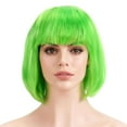 thumbnail image 1 of BadPiggies Bob Wig With Flat Bangs 12 Inch Short Straight Hair Flapper Cosplay Costume Party Bob Wigs (Green), 1 of 7