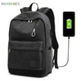 thumbnail image 1 of BadPiggies Canvas Laptop Backpack with USB Charging Port, Waterproof Casual School Daypacks Travel Shoulder Bag for Men Women, Fits up to 15.6 Inch Laptops (Black), 1 of 7