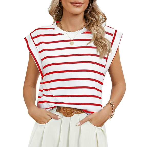 BadPiggies Cap Sleeve Tops for Women Summer Top Basic Tee Shirts Crew Neck Casual Tank Loose Fit