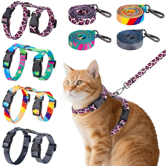 BadPiggies Cat Harness and Leash Set, Escape Proof Adjustable Pet Harness Walking Travel Kitten Harness for Small Medium Large Cats