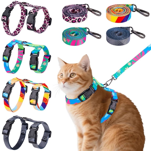 BadPiggies Cat Harness and Leash Set, Escape Proof Adjustable Pet Harness Walking Travel Kitten Harness for Small Medium Large Cats