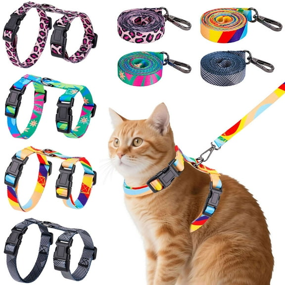 BadPiggies Cat Harness and Leash Set, Escape Proof Adjustable Pet Harness Walking Travel Kitten Harness for Small Medium Large Cats