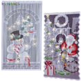 thumbnail image 1 of BadPiggies Christmas LED Lights Lace Curtains Panel Santa Claus Snowman Curtain for Xmas Party Holiday Window Living Room Decor, 1 of 8