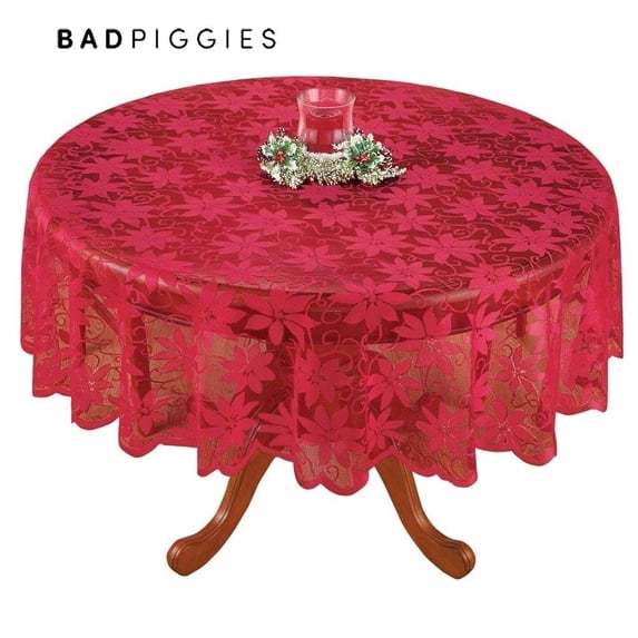 BadPiggies Christmas Tablecloth Red Lace Floral Table Cover For Christmas Thanksgiving Wedding Party Table Decor (Rectangle ,60" x 120")