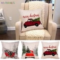 thumbnail image 1 of BadPiggies Christmas Throw Pillow Case Cushion Cover, Vintage Red Truck Soft Cotton Linen For Home Xmas Party New Year Decorations, 1 of 8