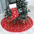 thumbnail image 1 of BadPiggies Christmas Tree Skirt, 48 inches Snowflake Xmas Tree Mat and Stockings for Halloween Christmas Party Decorations (Red), 1 of 8