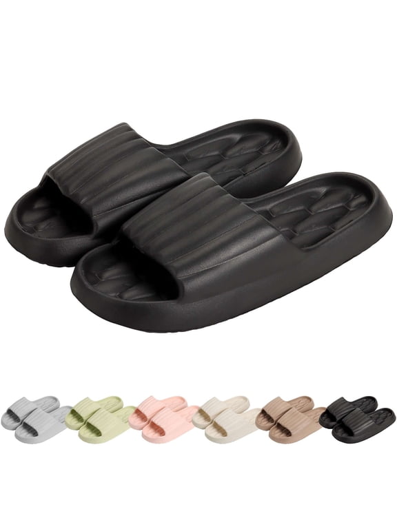 BadPiggies Cloud Slide Sandal for Women and Men, Non Slip Shower Shoes House Bathroom Pillow Slippers