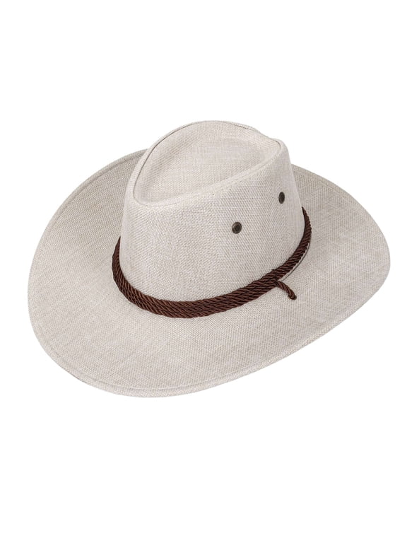 BadPiggies Cowboy Hat for Men and Women, Wide Brim Roll Up Western Fedora Hats with Adjustable String