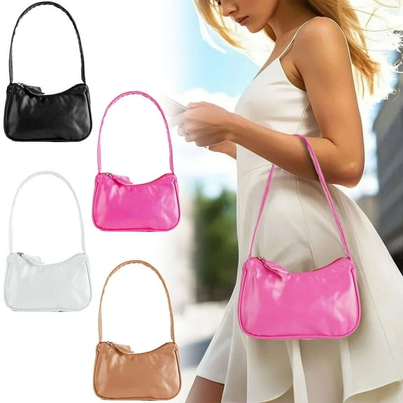 BadPiggies Cresent Shoulder Bags for Women Trendy Small Handbag Purses Vegan Leather Hobo Bag - Rose Red