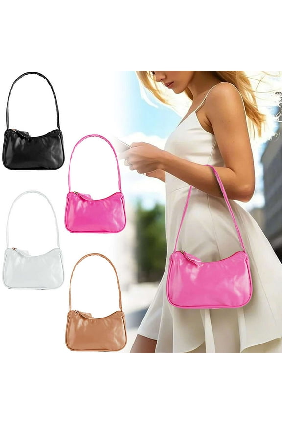 BadPiggies Cresent Shoulder Bags for Women Trendy Small Handbag Purses Vegan Leather Hobo Bag - White