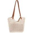 thumbnail image 1 of BadPiggies Crochet Bag for Women, Summer Beach Tote Bags Soft Woven Purses Shoulder Bag for Vacation (White), 1 of 8