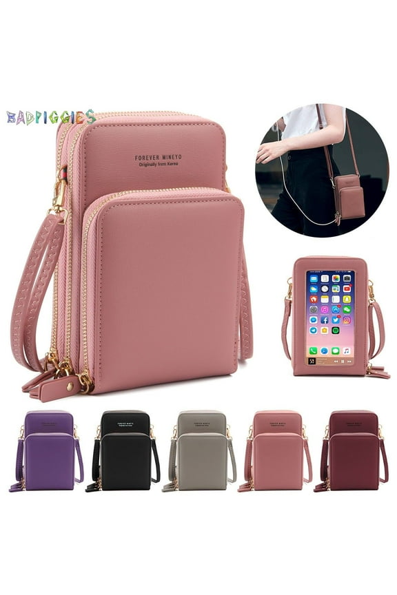 BadPiggies Crossbody Cellphone Purse Women Touch Screen Bag RFID Blocking Wallet Handbag Adjustable Shoulder Strap (Pink)