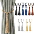 thumbnail image 1 of BadPiggies Curtain Tiebacks Tassel Tie-Backs, Rope Curtain tie Backs Polyester Handmade Curtain Holdbacks 4 Pack - Golden Yellow, 1 of 8