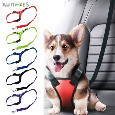 BadPiggies Dog Cat Safety Seat Belt Strap Car Headrest Restraint Adjustable Nylon Dog Restraints Leash (2 Pack, Green)