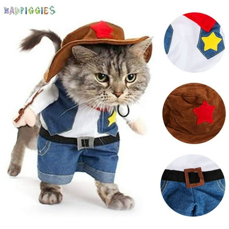 BadPiggies Dog Cat West Cowboy Uniform Hat Costumes Suit, Halloween Christmas Party Apparel Funny Pet Clothes Outfit, M