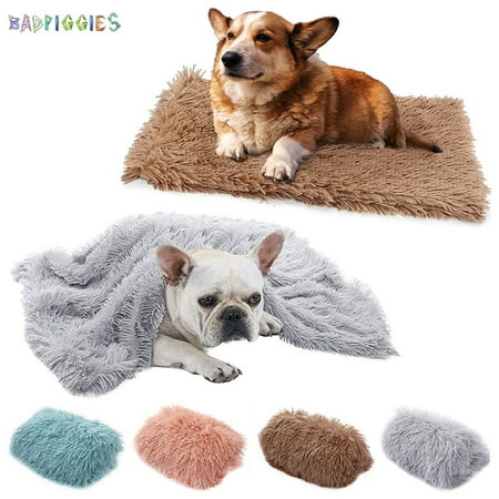 BadPiggies Dog Fluffy Faux Fur Blanket Reversible Plush Cat Sleep Mat for Pet Bed, Couch, Sofa, Car (S, Blue)
