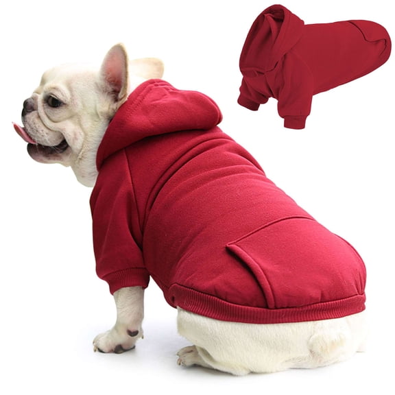 BadPiggies Dog Hoodie Sweatshirts with Pocket Winter Warm Dog Coat Clothes for Small Dogs Cats Puppy Chihuahua (XL, Red)