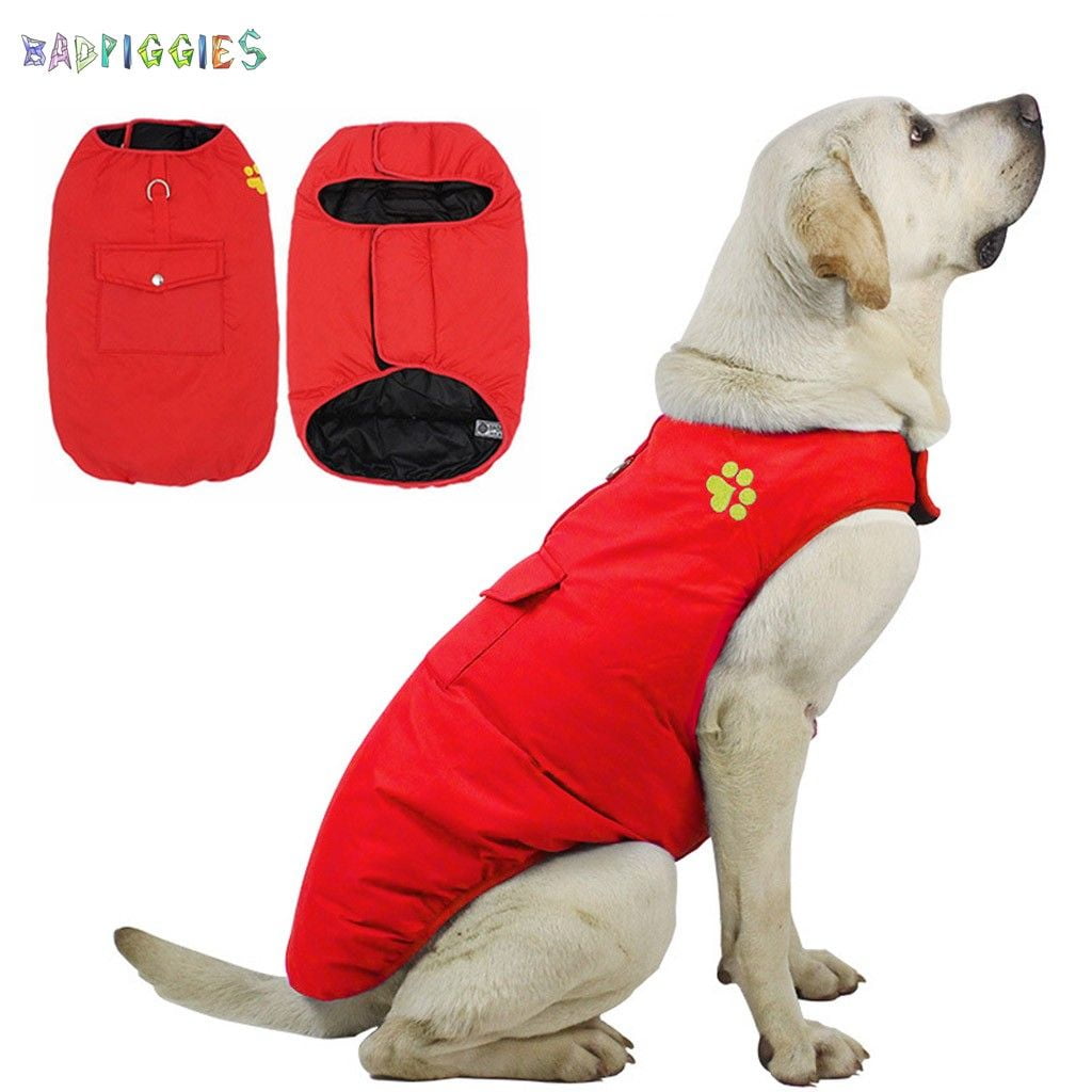 BadPiggies Double Sides Dog Vest Coat Winter Waterproof Pet Jacket for Small Medium Large Dogs (XL, Red)