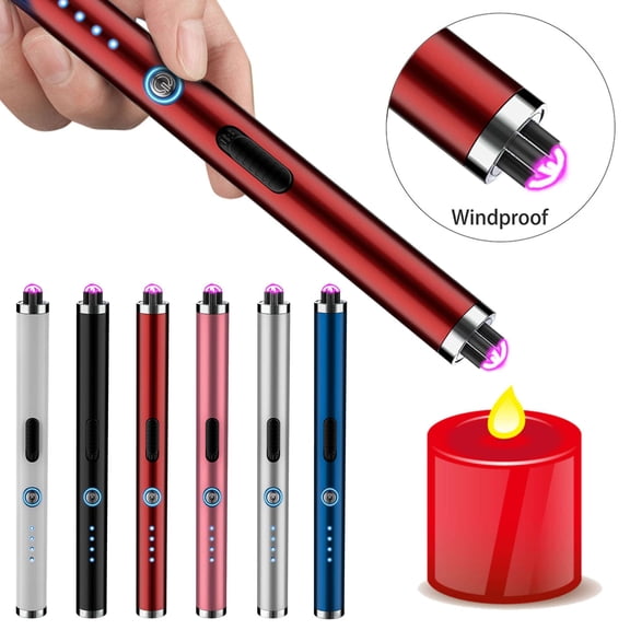 BadPiggies Electric Candle Lighter Windproof Flameless Plasma Arc Lighters with USB Rechargeable Battery Double Safety Switch (Blue)