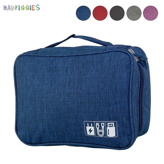 BadPiggies Electronics Accessories Organizer Waterproof Cosmetic Case Travel Storage Bag for USB Cables, Camera, Power Bank