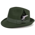 thumbnail image 1 of BadPiggies Elegant Fedora Hats for Men Women Short Brim Roll Up Cowboy Felt Hat with Feathers (Green), 1 of 8