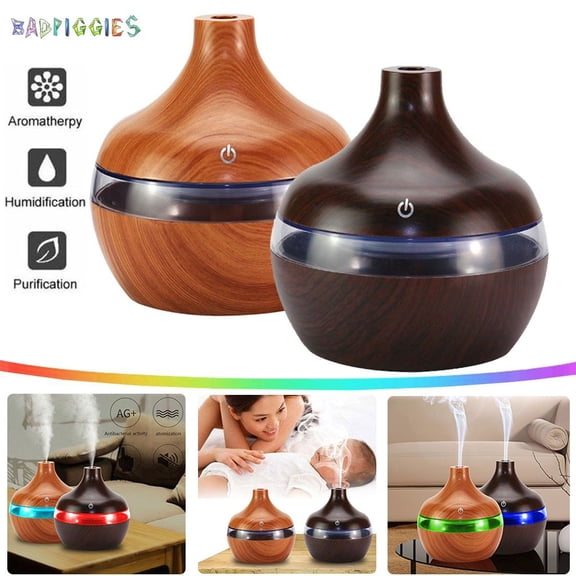 BadPiggies Essential Oil Diffuser with 7 Color Lights Aromatherapy Cool Mist Humidifier for Home Bedroom Office