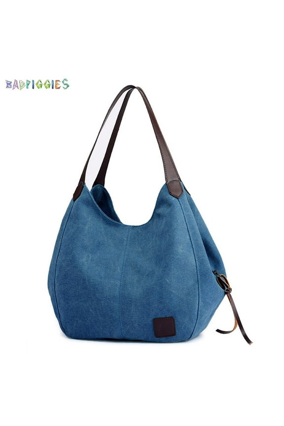 BadPiggies Fashion Women's Multi-pocket Canvas Cross Body Shoudler Bags Handbags Totes Messenger Bag Satchel Purses (Dark Blue)