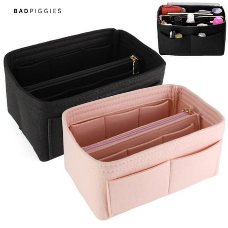 BadPiggies Felt Purse Handbag Organizer Insert - Multi pocket Storage Tote Shaper Liner Bag