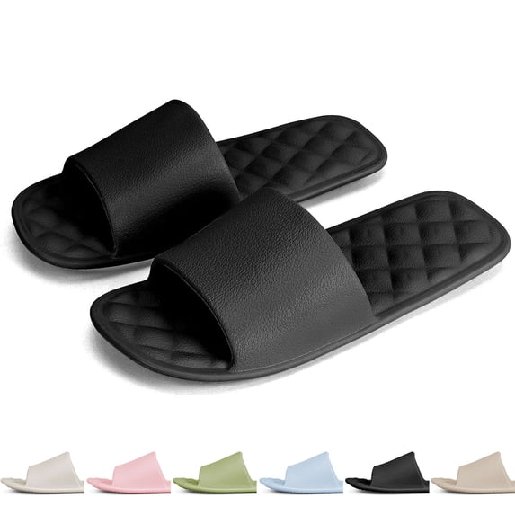 BadPiggies Shower Shoes for Women Men, Quick Dry Non Slip Bathroom Slippers Foldable Comfort House Slides Sandals