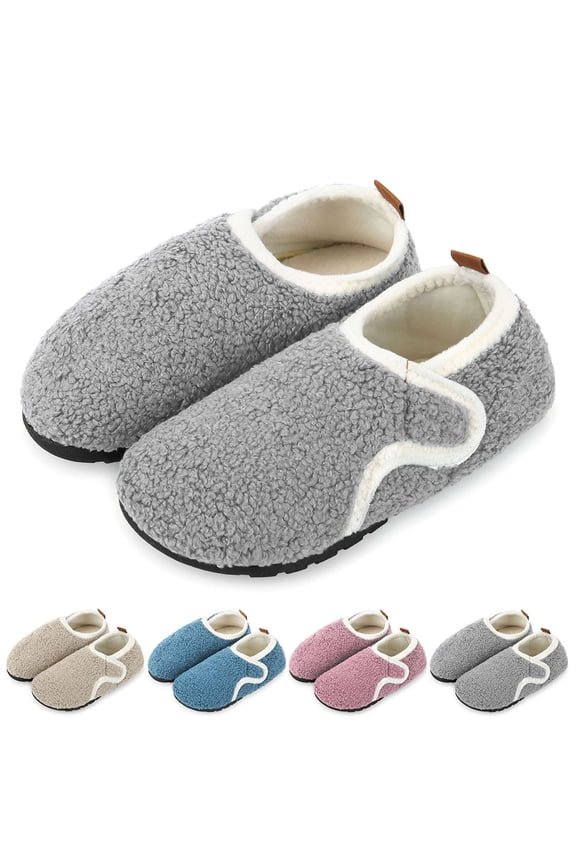 BadPiggies Fuzzy Slippers for Women Men, Super Soft Indoor Fleece Lined House Shoes Anti-Skid Rubber Sole