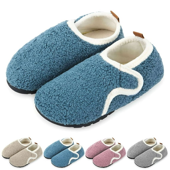 BadPiggies Fuzzy Slippers for Women Men, Super Soft Indoor Fleece Lined House Shoes Anti-Skid Rubber Sole