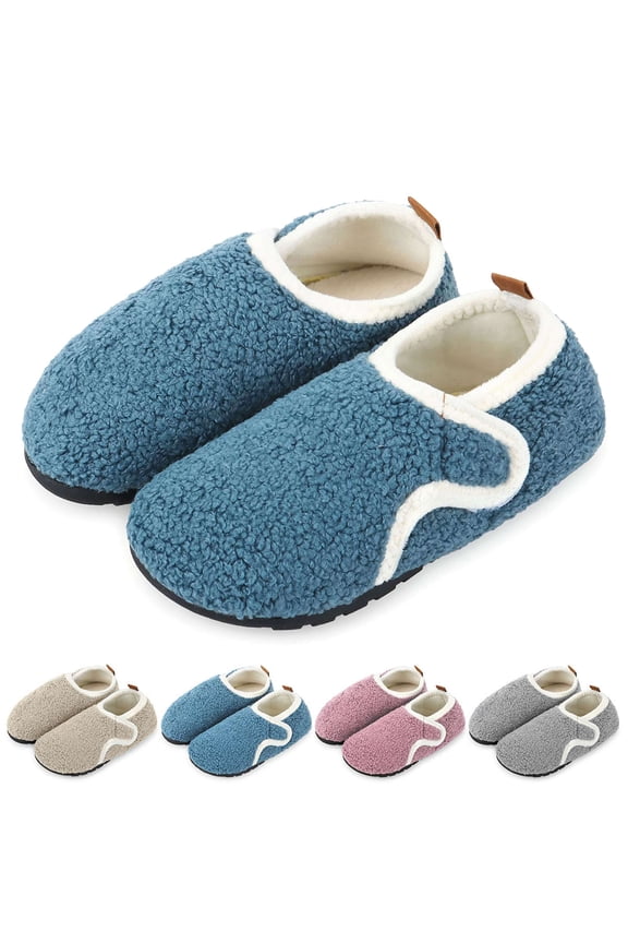 BadPiggies Fuzzy Slippers for Women Men, Super Soft Indoor Fleece Lined House Shoes Anti-Skid Rubber Sole