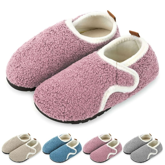 BadPiggies Fuzzy Slippers for Women Men, Super Soft Indoor Fleece Lined House Shoes Anti-Skid Rubber Sole