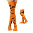 thumbnail image 1 of BadPiggies Halloween Thigh High Long Stockings Spider Pumpkin Bat Bone Over Knee Socks for Cosplay Party, 1 of 9