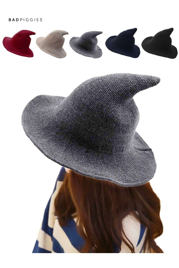 BadPiggies Halloween Wool Witch Hat Costume Accessory Sheep Wool Witch Hat Cosplay Party (Gray)