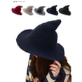 thumbnail image 1 of BadPiggies Halloween Wool Witch Hat Costume Accessory Sheep Wool Witch Hat Cosplay Party (Navy), 1 of 6
