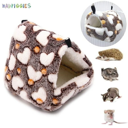 BadPiggies Hamster Love Pattern Hammock Warmth Bed Cage Cotton Nest Mat for Birds Squirrel Hedgehog Guinea Totoro Chinchilla Rat (S, Coffee)