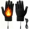 thumbnail image 1 of BadPiggies Heated Winter Gloves for Men Women, Electric Hand Warmers Windproof Touchscreen Thermal Warm Knit Gloves for Hiking Skiing Outdoor Sports - Black, 1 of 10