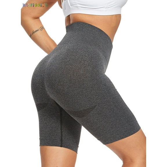 BadPiggies High Waist Yoga Shorts for Women Butt Lifting Tummy Control Workout Shorts Leggings Running Booty Shorts (S, Gray)