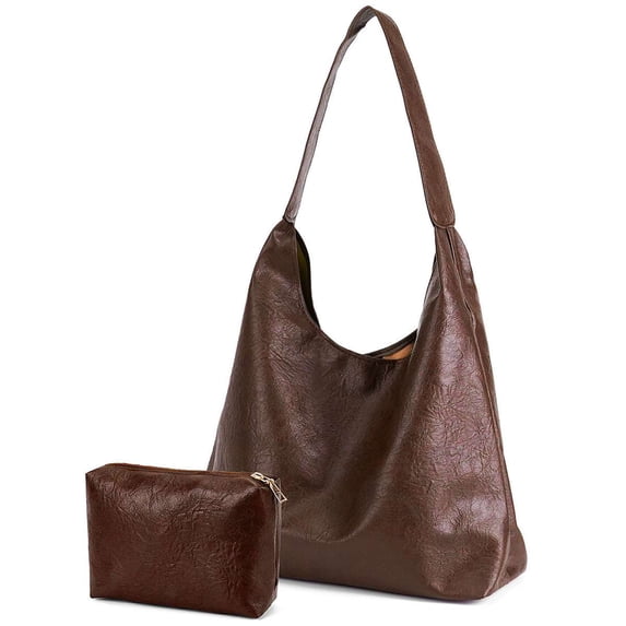 BadPiggies Hobo Bags for Women Soft Vegan PU Leather Shoulder Handbag Slouchy Tote Purses