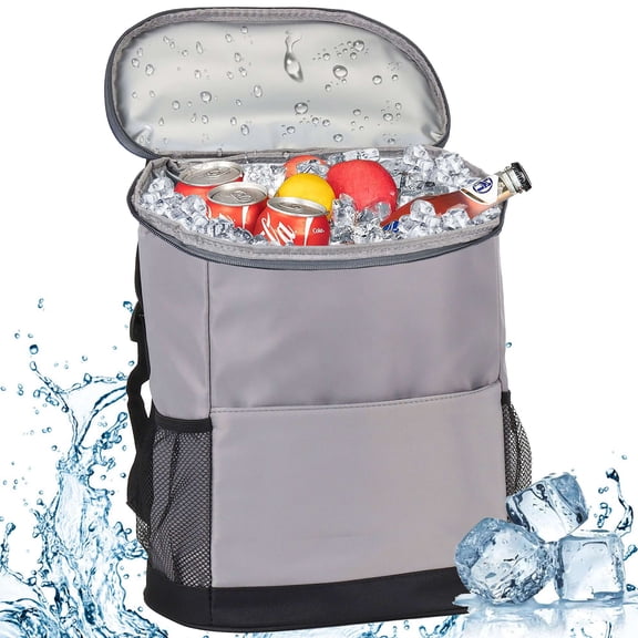 BadPiggies Insulated Cooler Backpack Leak Proof Thermal Bag 12h Hot/Cold Retention Outdoor Picnic Travel Bag (Gray)