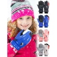 thumbnail image 1 of BadPiggies Kids Waterproof Snow Gloves Winter Warm Toddler Ski Gloves with Fleece Lining for Boys Girls 8-14 Years Pink, 1 of 10
