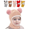 thumbnail image 1 of BadPiggies Kids Winter Hat Scarf Set Baby Boys Girls Toddler Beanie Cap Fleece Lining Pom Hat Neck Warmer (Pink), 1 of 8