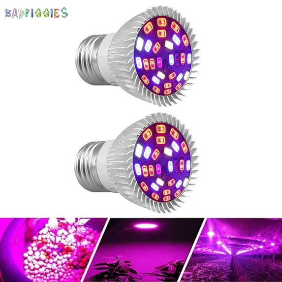 BadPiggies LED Grow Light, Full Spectrum E27 28 LEDs Grow Light Bulbs for Indoor Plants Garden Greenhouse (2 Pack)