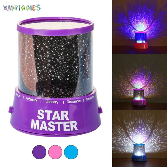 BadPiggies LED Starry Night Sky Projector Lamp Star Light Cosmos Master Romantic Bedroom Lighting for Gift (Purple)